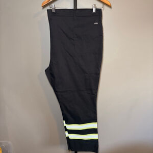 Men's Cintas Black Work‎ Pants Waist 52 with Yellow Reflective Stripes